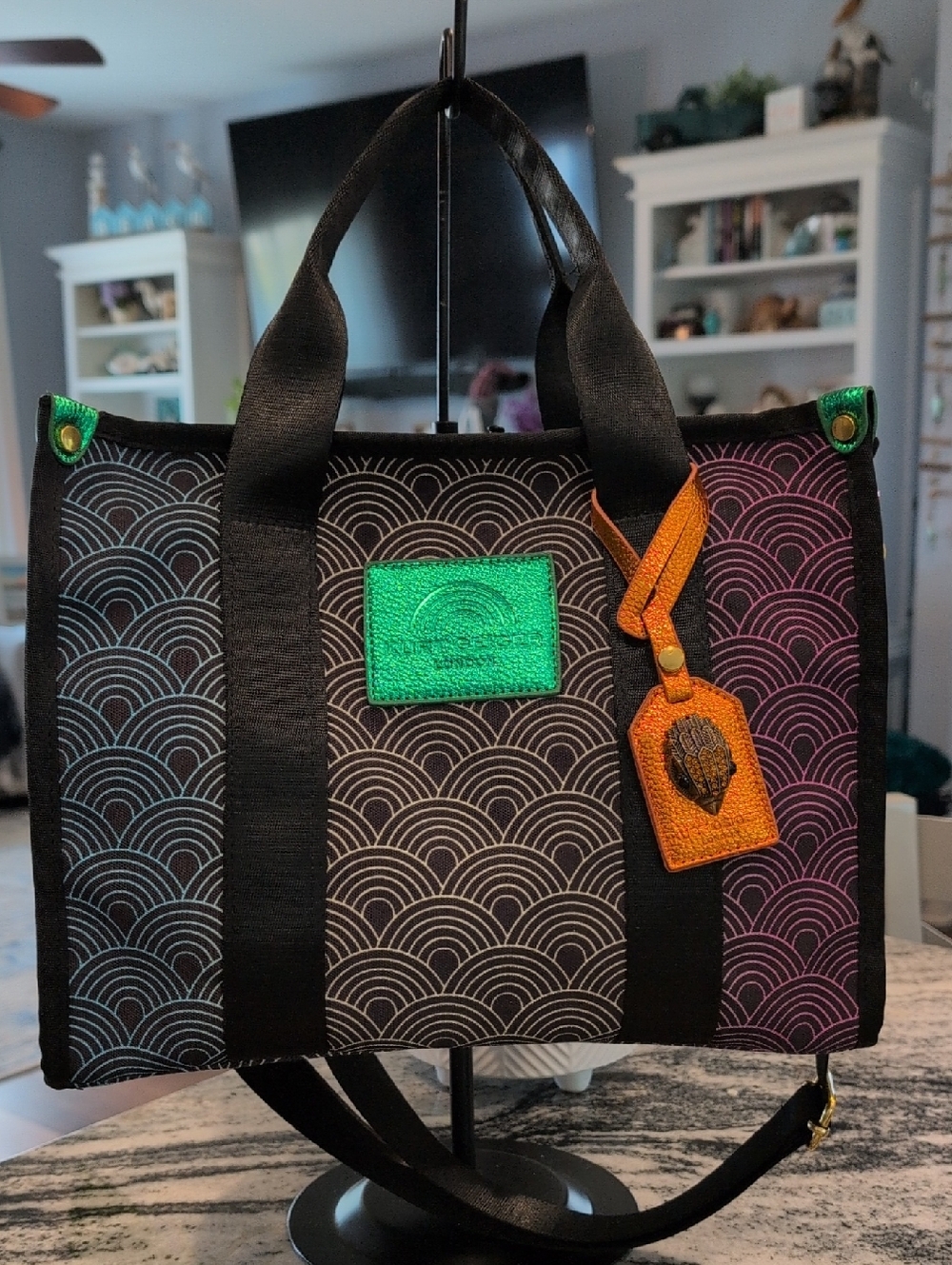 Kurt Geiger London South Bank Ombre Medium Tote w/Orange Luggage Tag